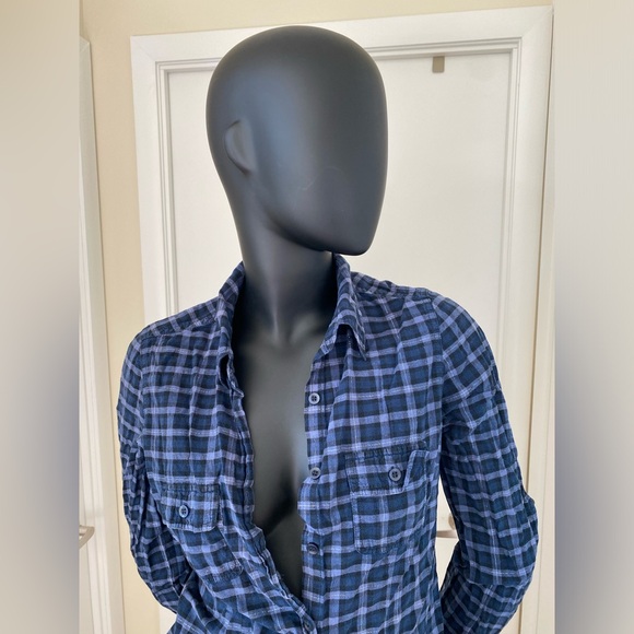 Blue Plaid Button-Up Shirt - Picture 2 of 5